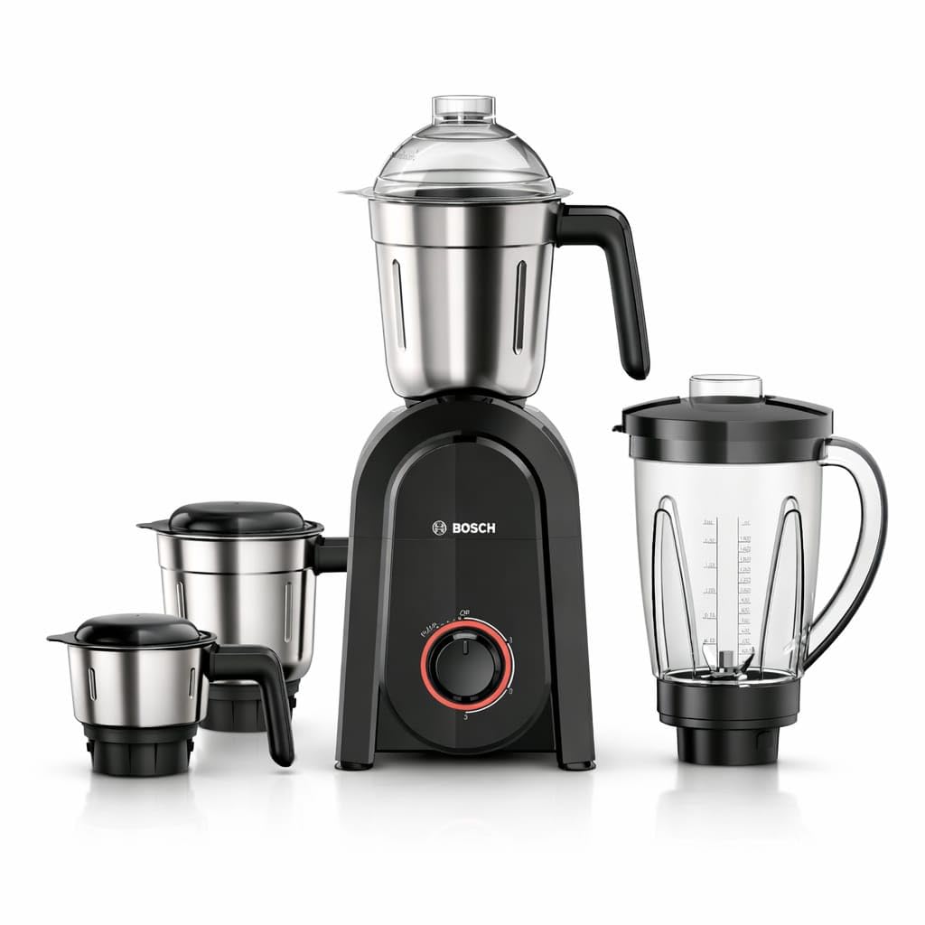 Bosch Cosmixx Pro 1000W Mixer Grinder | German Engineering For Powerful & Ultra Fine Grinding | 4 Jars Including Blender Jar | O