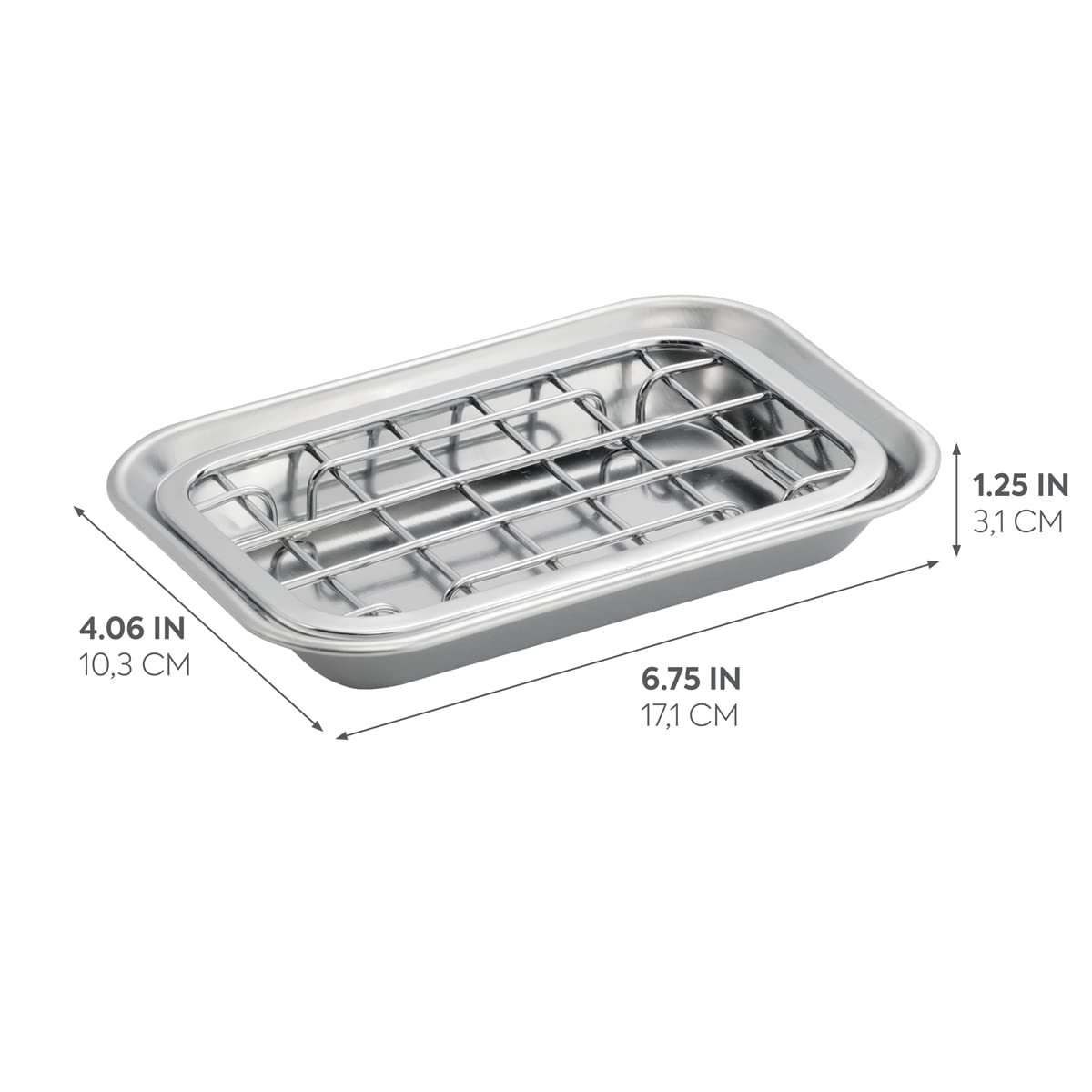 Idesign Gia Bar Soap Dish For Bathroom Vanities, Kitchen Sink - 2 Piece, Polished