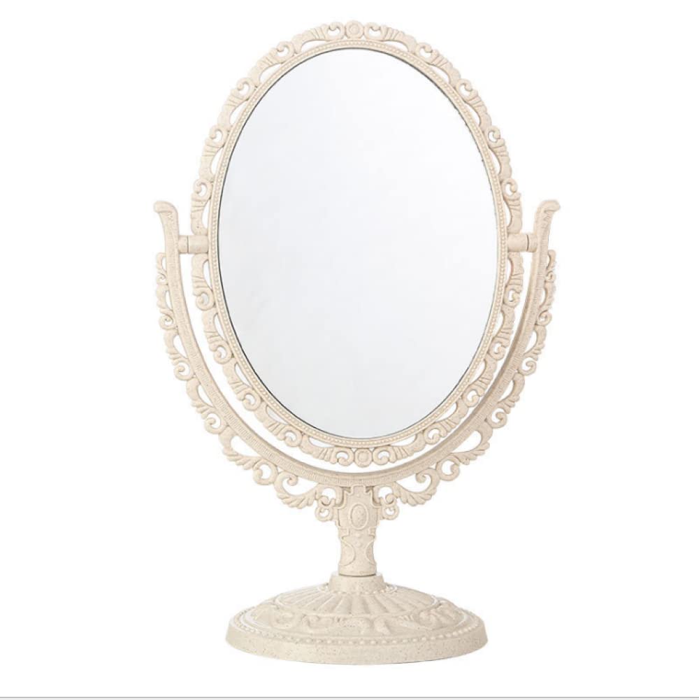 Schones Geschaft 2-Sided Tabletop Makeup Mirror, Swivel Vintage Dresser Mirror Cosmetic Mirror, Bathroom Bedroom Dressing Beauty