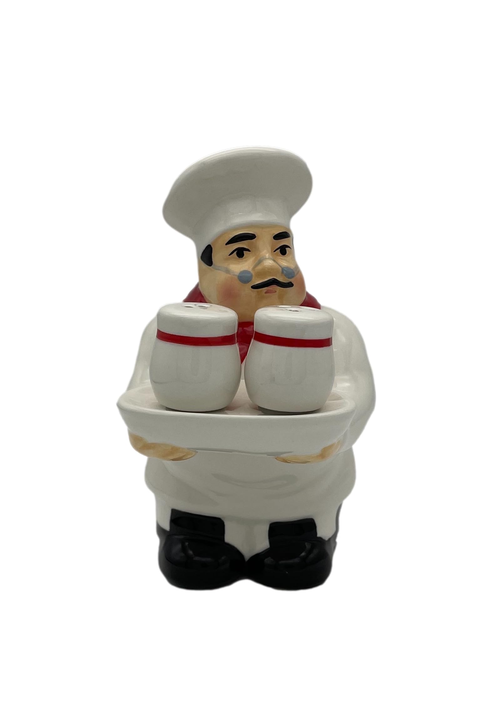 Ack White Chef Hand Painted Ceramic Refillable Salt And Pepper Shaker With Napkin Holder, Kitchen D  Cor