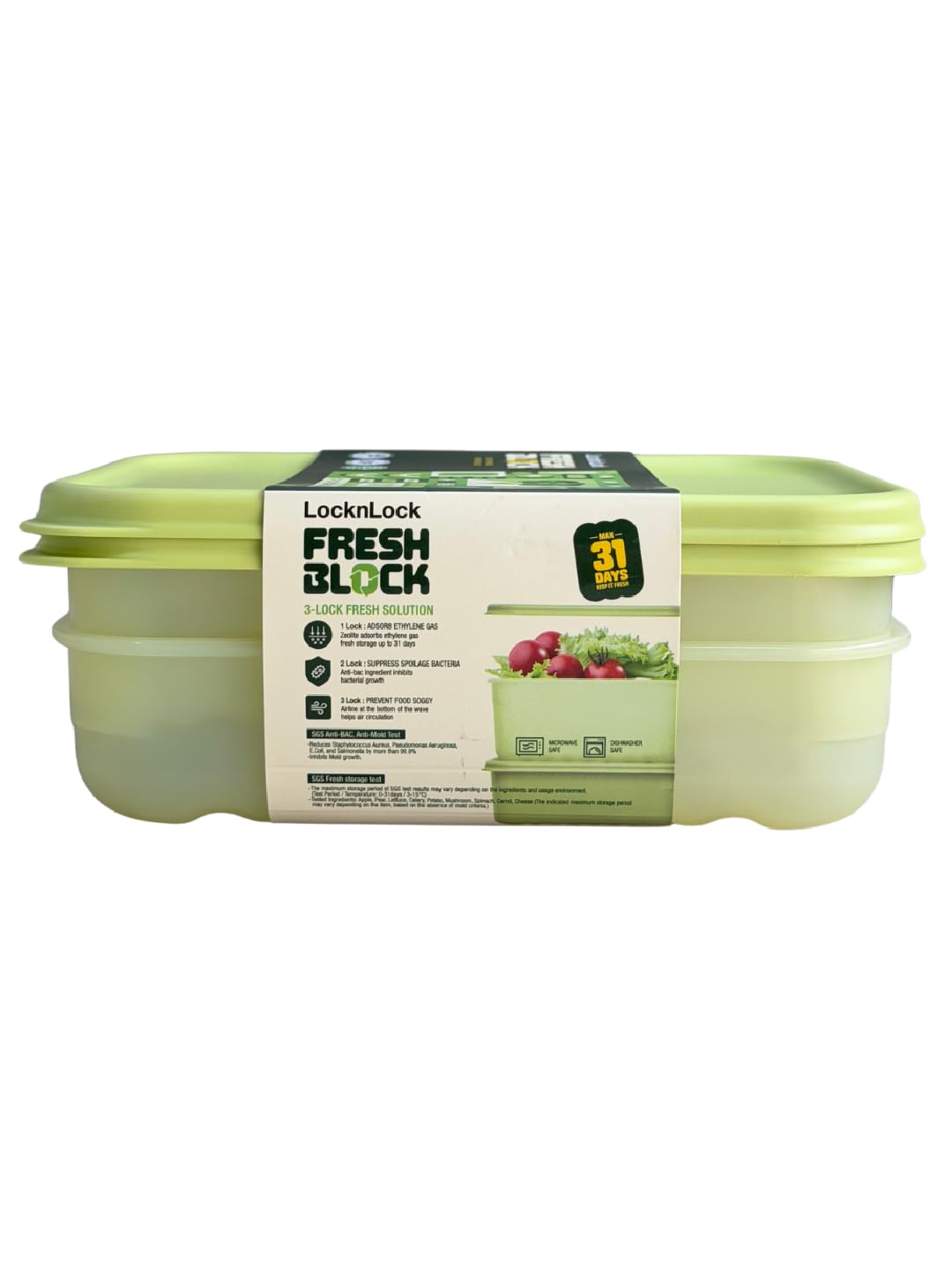 Lock & Lock Fresh Block Smartkeep Fresh Food Storage Container 760Ml Set Of 2 | Produce Saver Box For Fruits & Vegetables | Bpa 