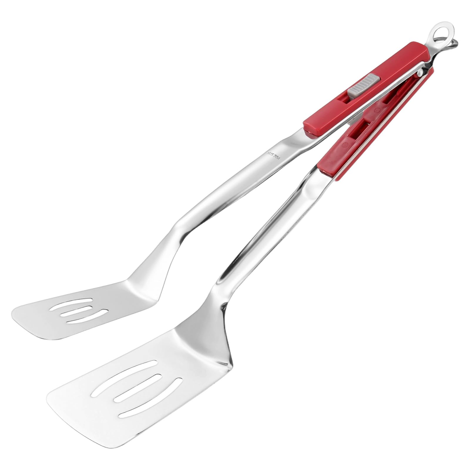 M METERXITY Spatula Tongs, 13.4 Inch 304 Stainless Steel AntiScald Extended Multifunctional Flipper Grill Clamp for Cooking/Bar