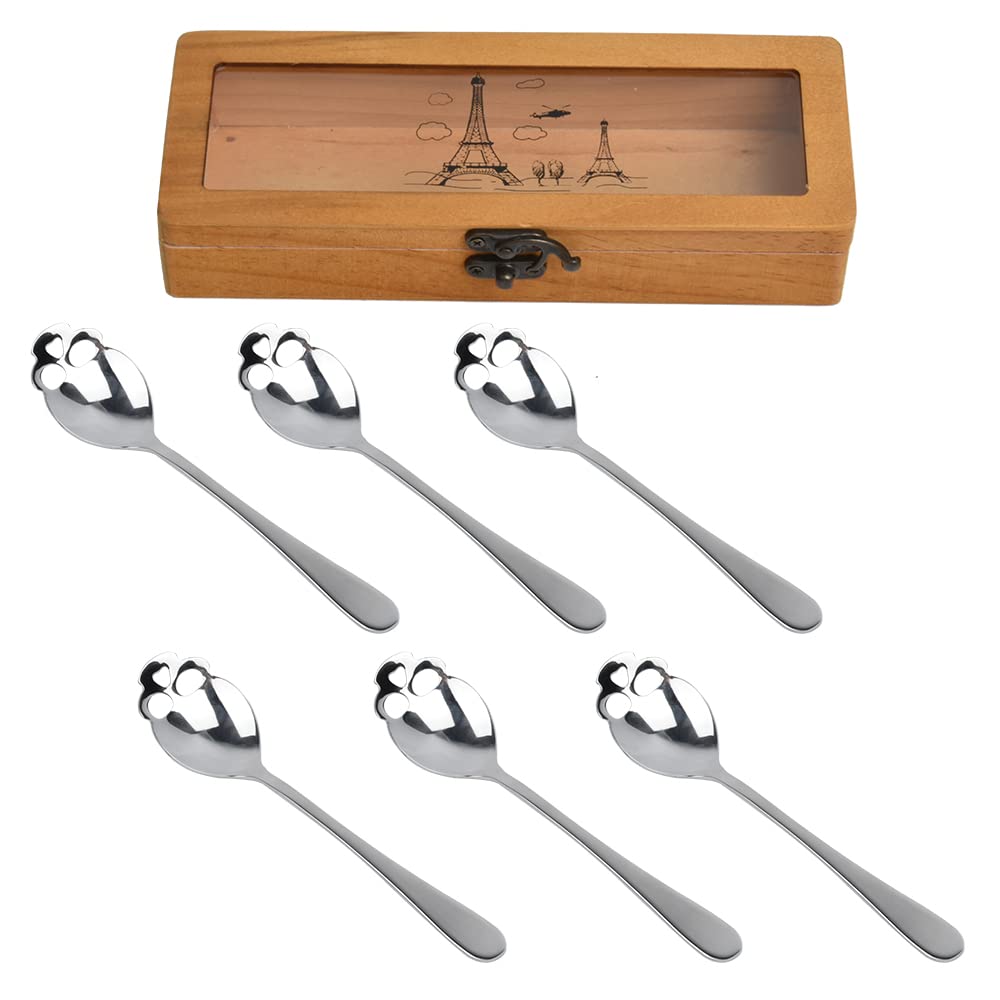 Gshopvv Set Of 6 Silver Stainless Steel Sugar Skull Spoon For Tea Spoons, Coffee Spoon For Halloween