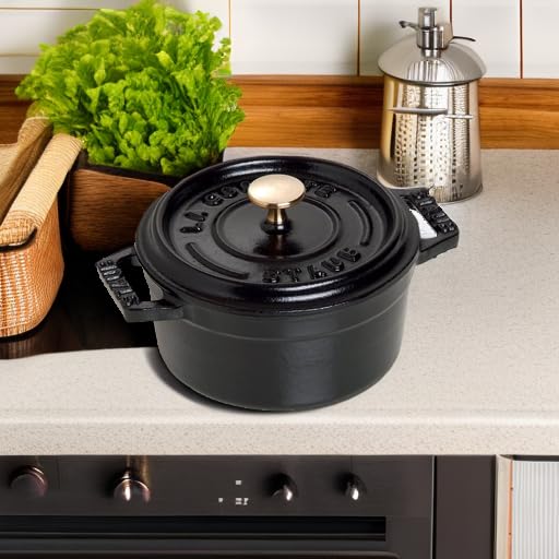 Staub Cast Iron 0.25-qt Mini Round Cocotte - Matte Black  Made in France