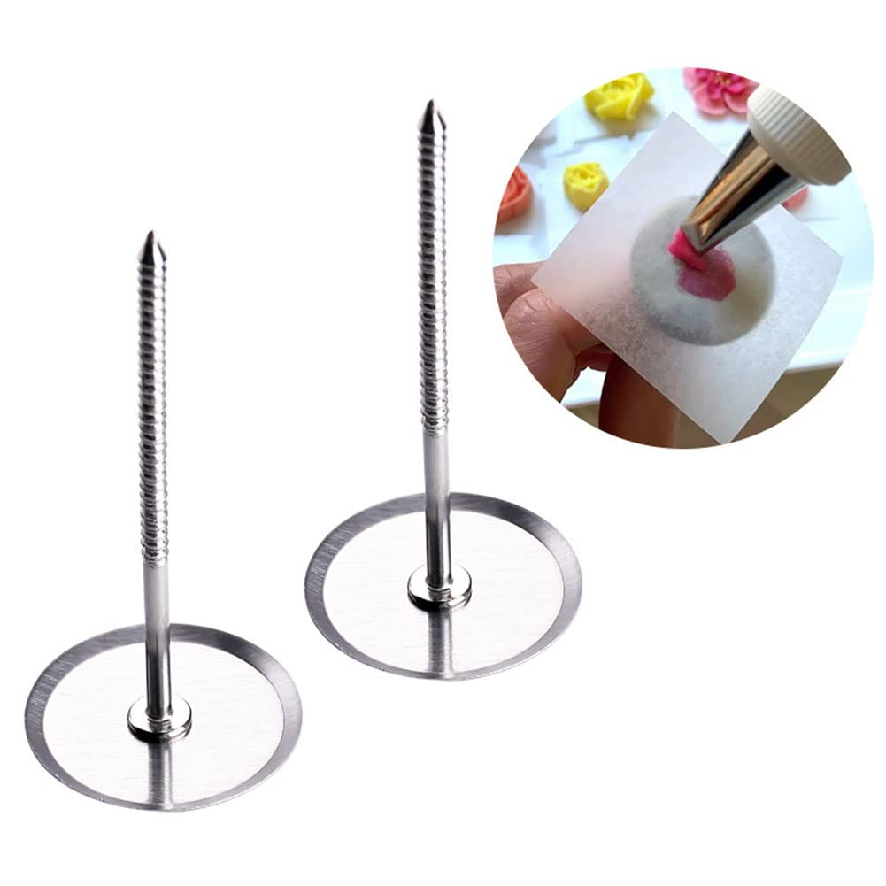 10Pcs 3.2Cm Stainless Steel Decorating Nails Cake Flower Nail Trays Holder Nail Flowers Making Tools Baking Heating Core Cake Fl