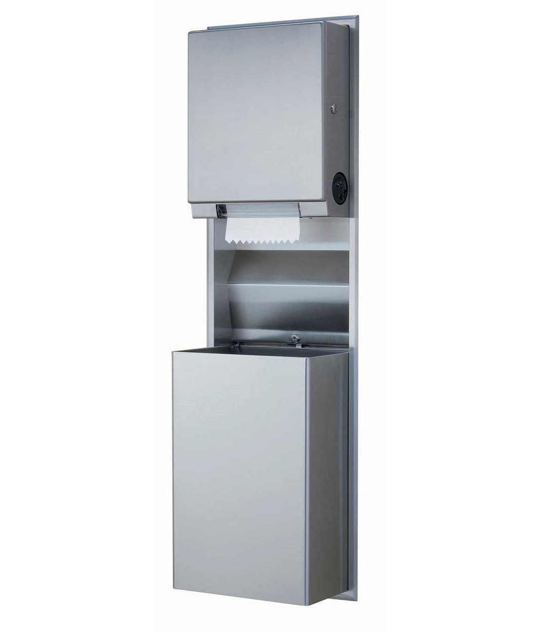 Bobrick B-3961 Classic Series Recessed Roll Towel Dispenser/Waste Receptacle, Satin