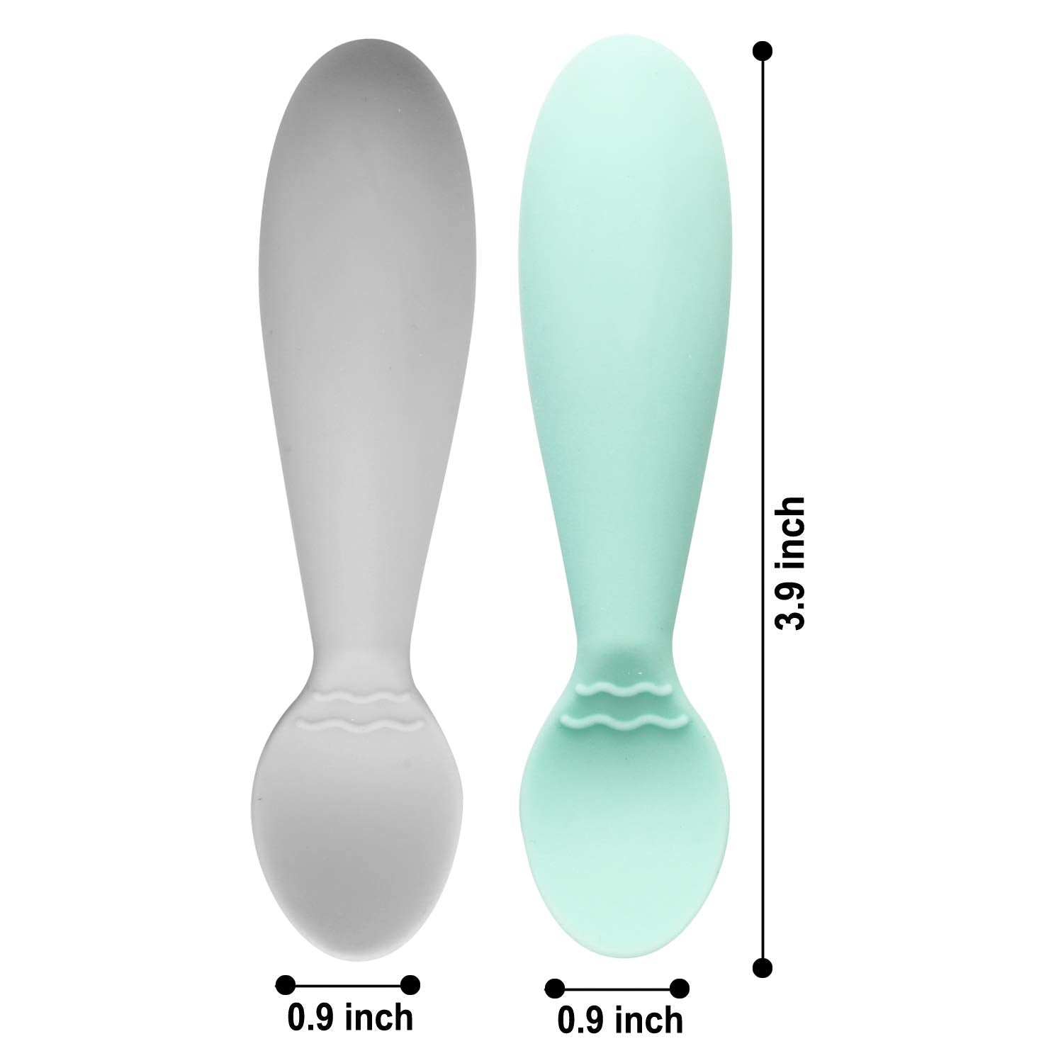 Pandaear Baby Infant Spoons Bpa Free, 4-Pack, Soft Silicone, Self Feeding Fat Handle Utensil