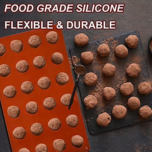 Lerykin Small 15-Cavity Semi Sphere Silicone Molds Non-Stick,2 Packs Half Sphere Silicone Baking Molds For Making Jelly, Chocola