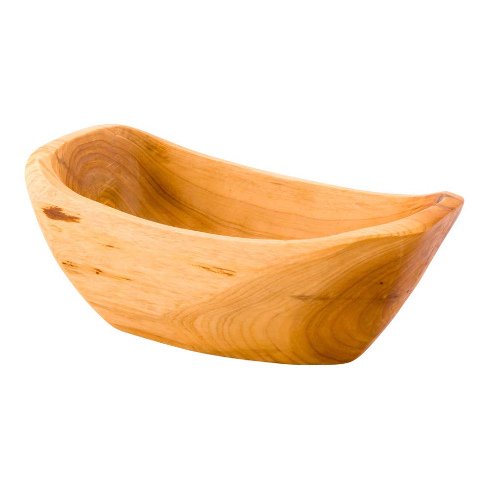 Restaurantware Nature Tek 9.75 X 5 X 3.5 Inch Fruit Bowl 1 Handmade Oblong Bowl - Oval Shape Shatterproof Natural Wood Fruit Sal