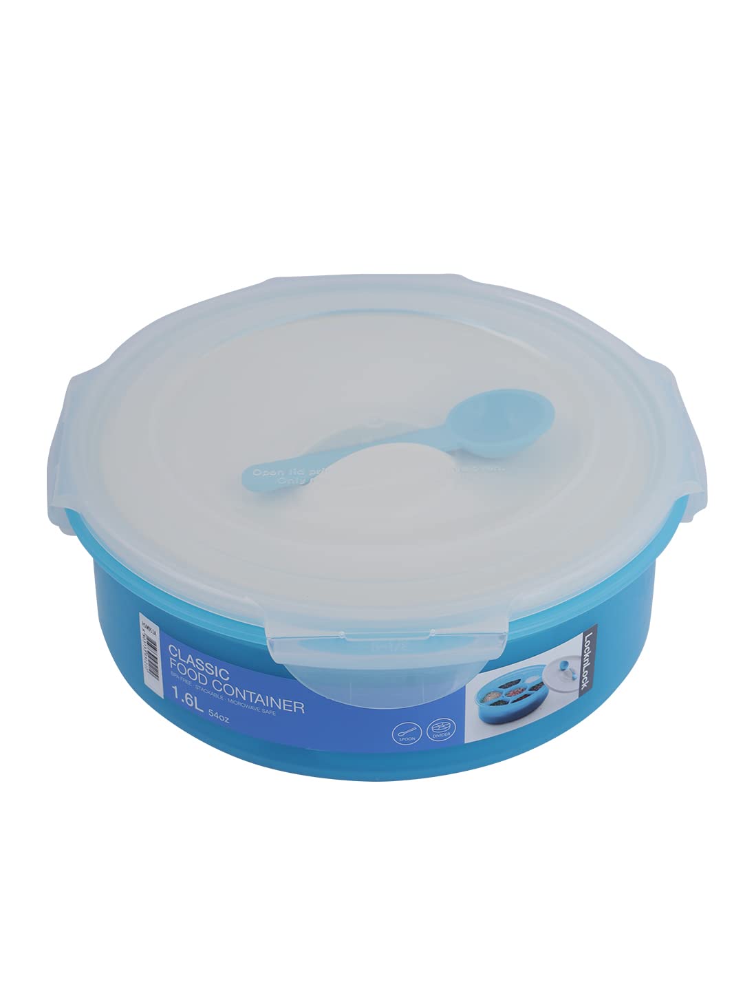 Locknlock Classic Nestable Round Plastic Leak Proof Small Spice Container, 1.6 Liters | Includes Spoon, 7 Small Containers For S