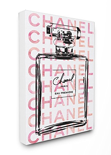Stupell Industries Glam Perfume Bottle With Words Pink Black Stretched Canvas Wall Art, Proudly Made In Usa