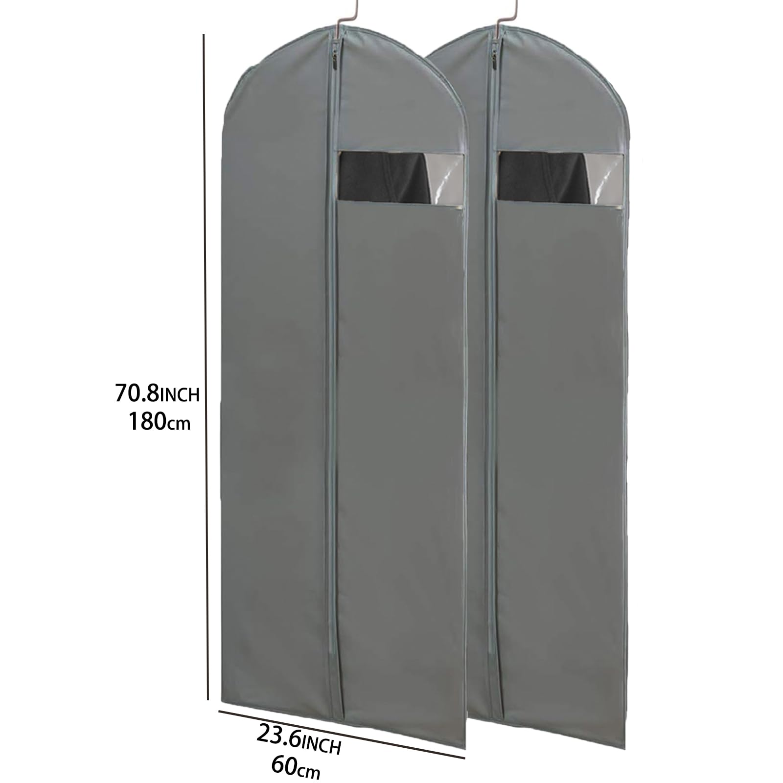 Kimmama Super Long Garment Bags for Dresses, 2XXL (23.6" x 70.8"), Grey, Pack of 2, Ethylene Vinyl Acetate, Model