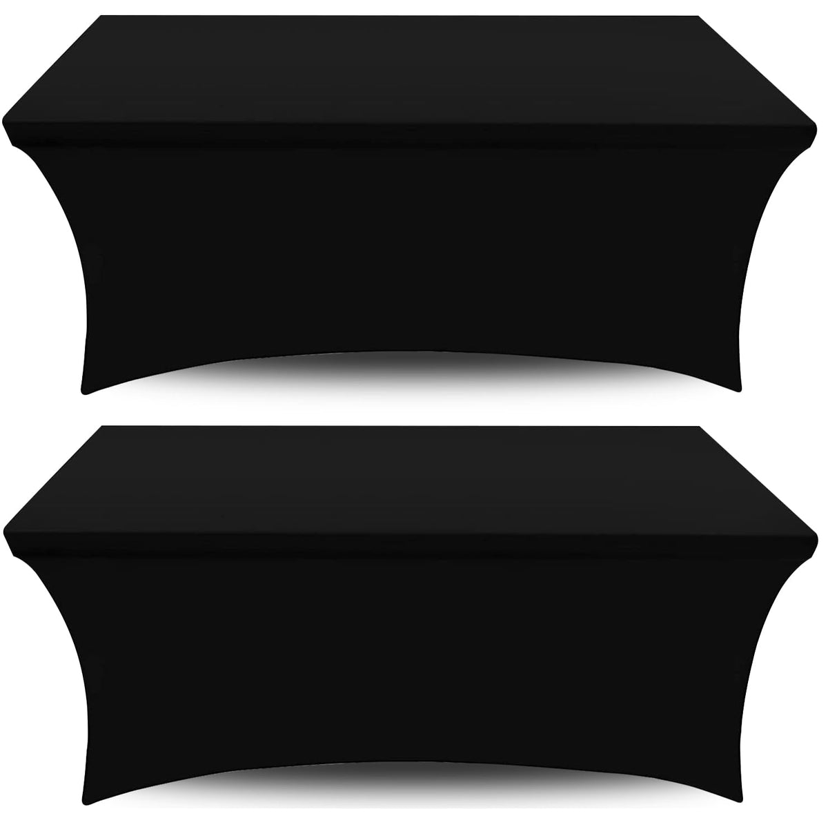 Black Spandex Table Covers 6Ft, 2 Pack - Elegant, Durable, Stretchy 6Ft Table Cover Fitted, Wrinkle And Stain Resistant, Elastic