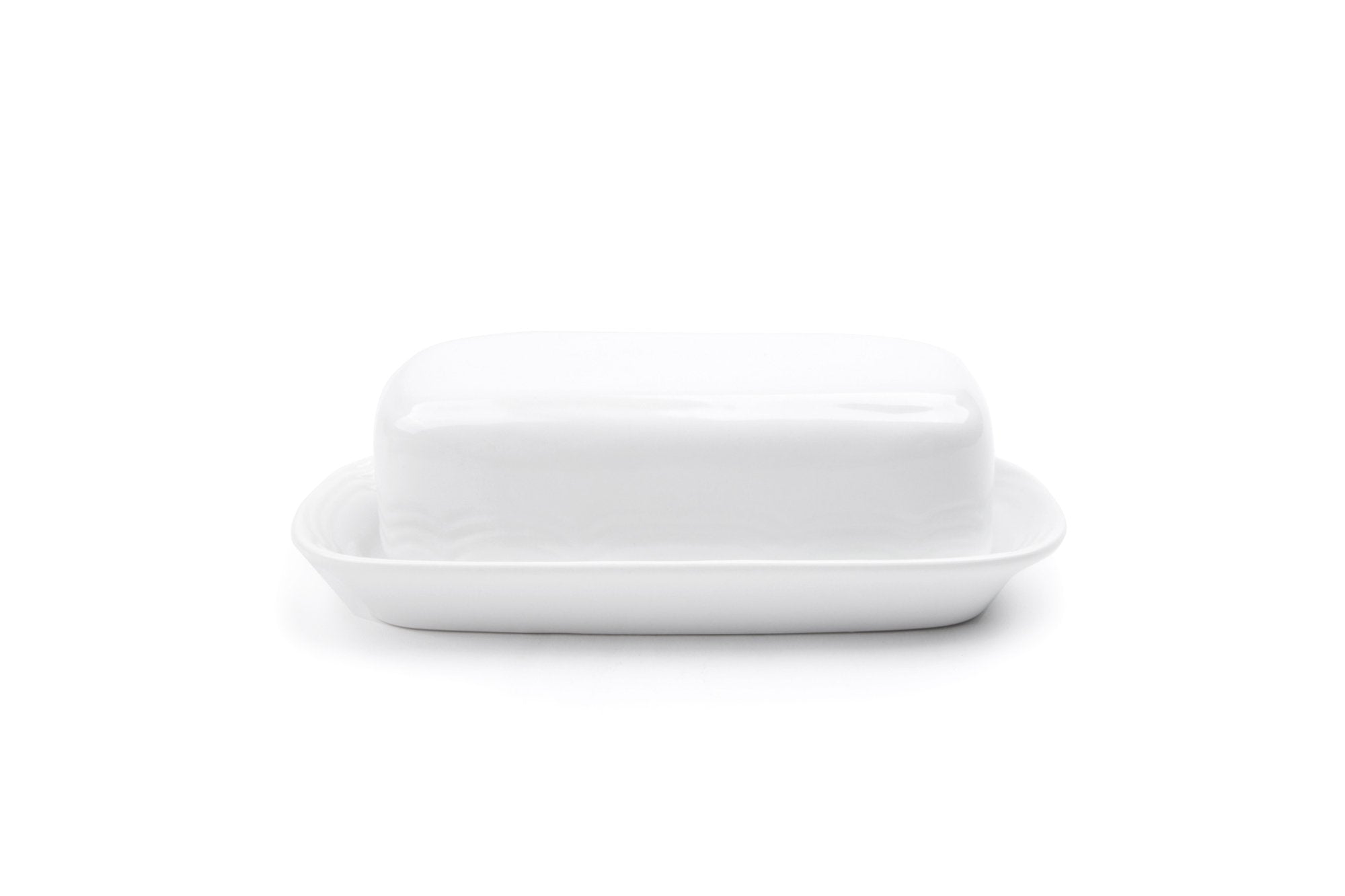 Fox Run Butter Dish, White Stoneware