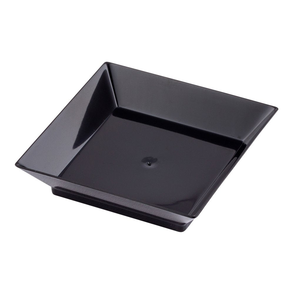 Restaurantware 2.5 X 2.5 Inch Mini Tasting Plates 25 Disposable Square Plastic Plates - Durable Stylish Black Plastic Hors D'Oeu