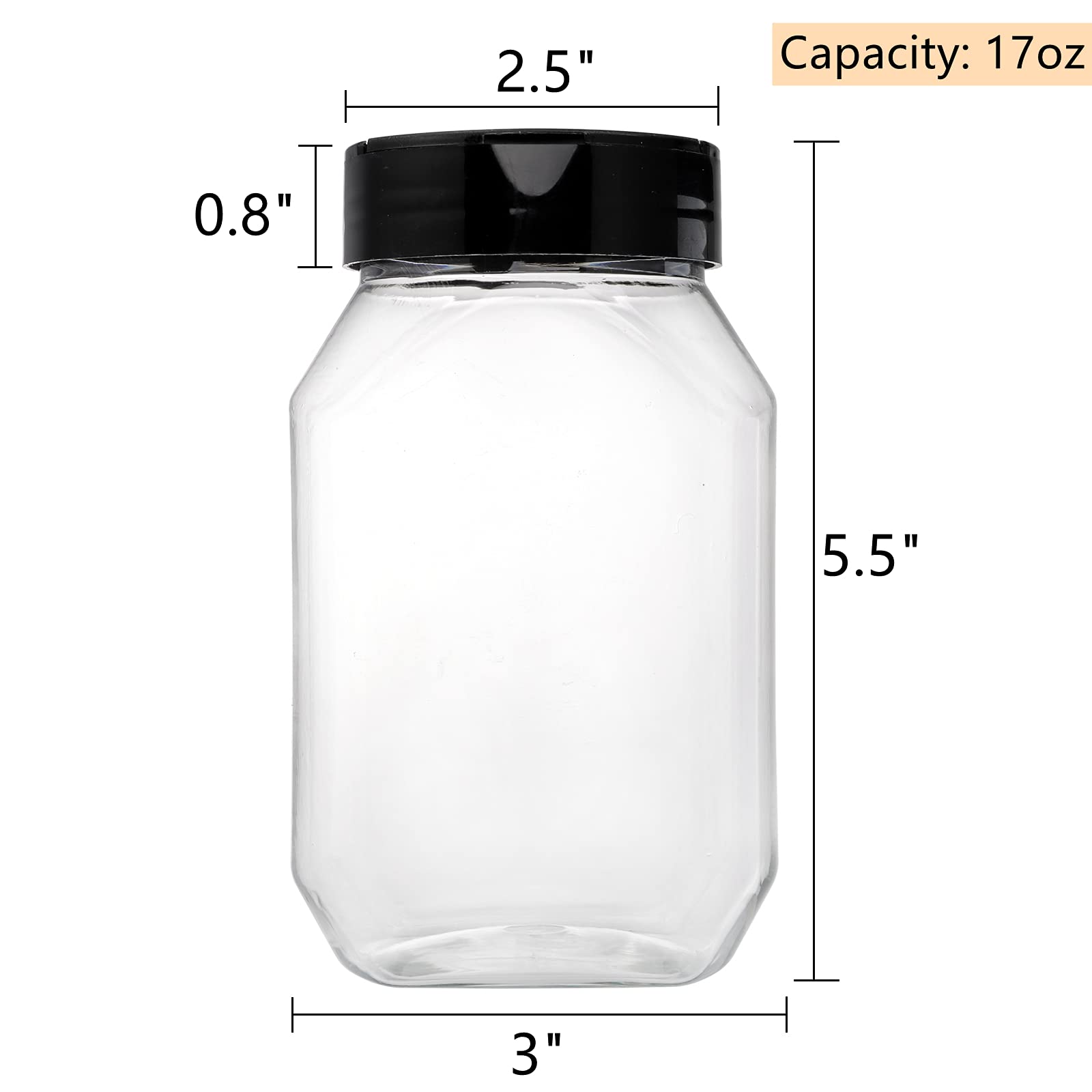 Dicunoy 16 Pack 17 Oz Plastic Spice Containers, Large Seasoning Jars With Shaker Lids, Reusable Empty Storage Bottle For Kitchen