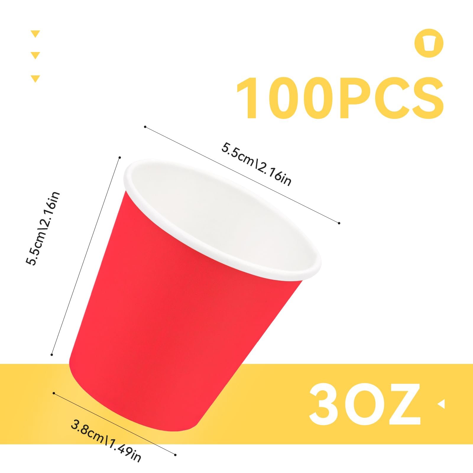 Prgery 100 Pack 3oz Red Paper Cups Mouthwash Cups  Disposable Bathroom Cups Small Paper Cups 3oz Ideal for Bathroom Supermarket Birthday Party Picnic and BBQ