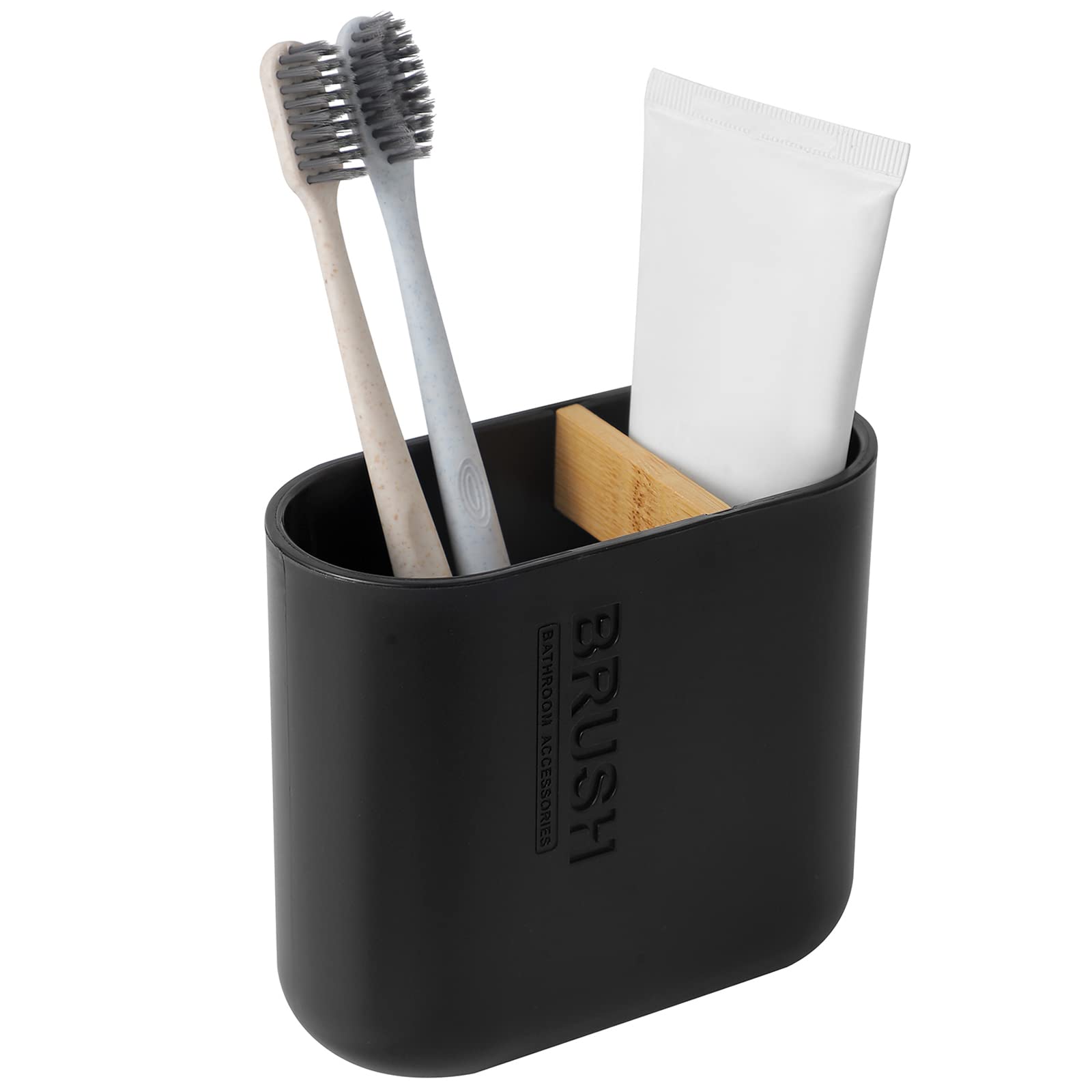 Rejomiik Toothbrush Holders Resin Bamboo Tooth Brushing Holder For Bathroom Countertop, Tooth Brush Storage Organizer Stand For