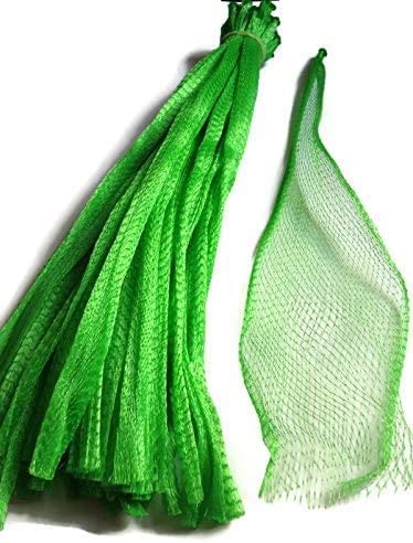 Nc Sajid Rana 100Pcs 15'' Green Reusable Nylon Mesh Net Produce Grocery Toys Fruits Vegetables Storage Poly Bags