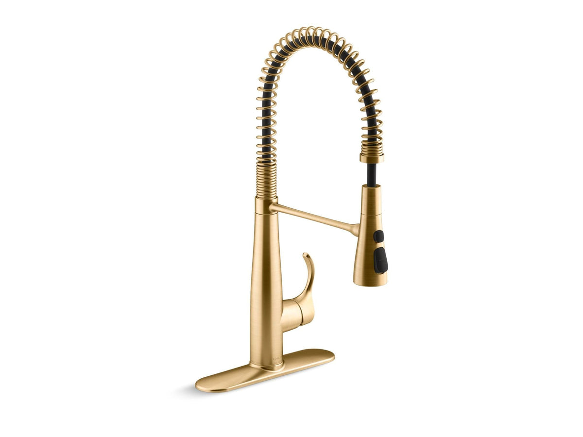 Kohler 22033-Vs Simplice Kitchen Sink Faucet, Vibrant Brushed Moderne Brass