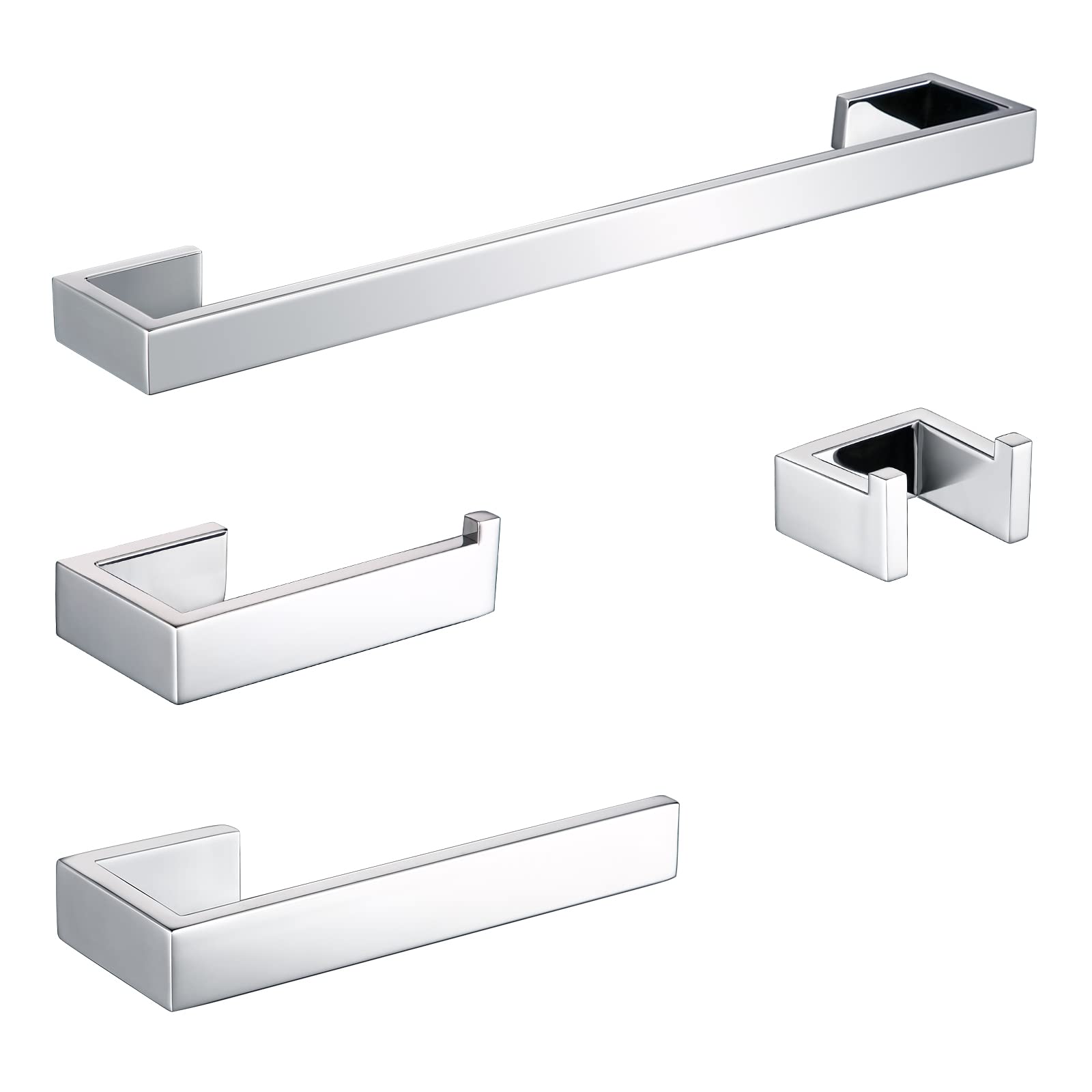 Bagnolux Bathroom Accessories Set 4-Piece Bathroom Hardware Wall Mounted, 23.6 Inch Towel Bar Towel Holder Robe Hook Toilet Pape