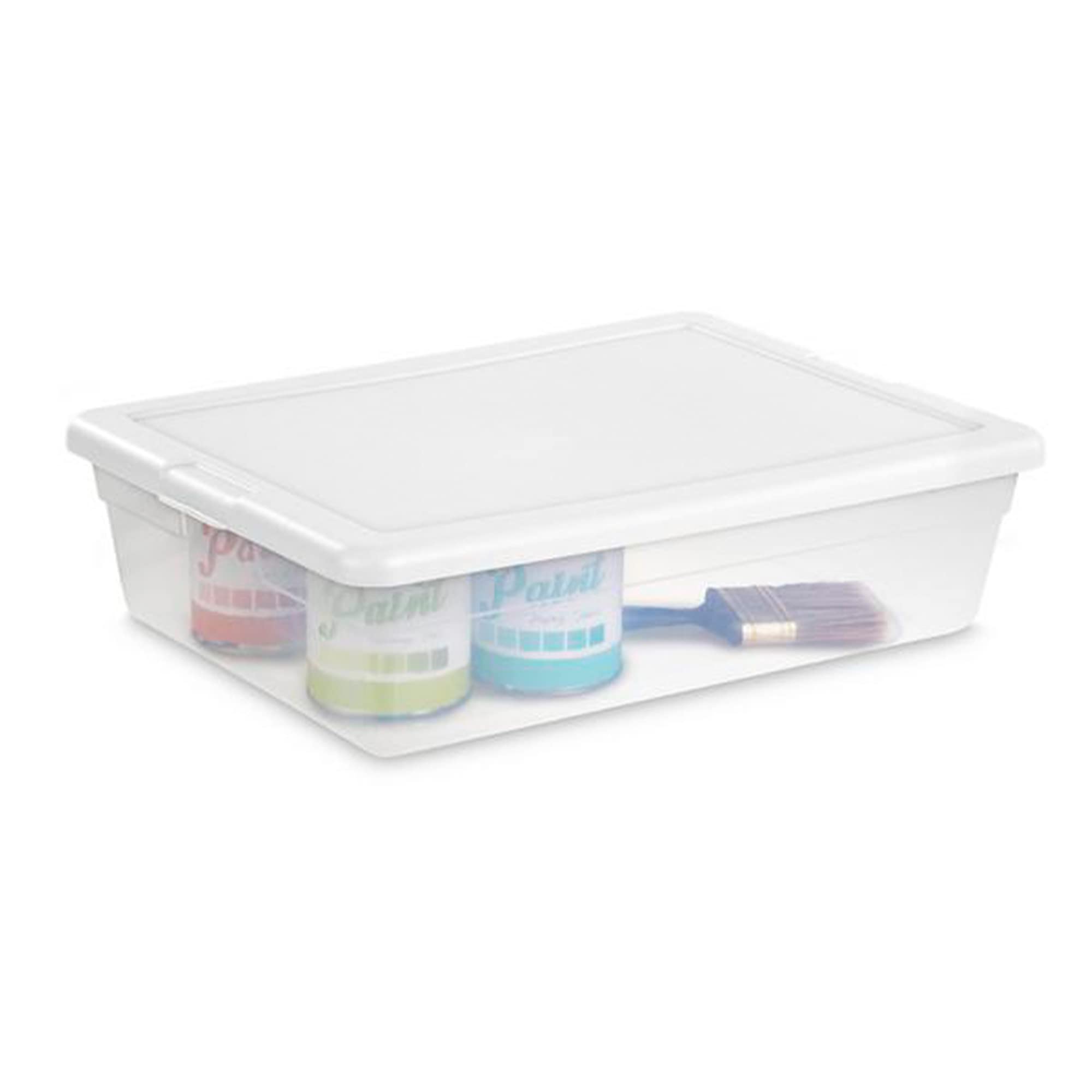 Sterilite 28 Quart Storage Box With Lid, Clear Plastic Container For Organizing And Storing Items Underbed In Bedroom, Stackable