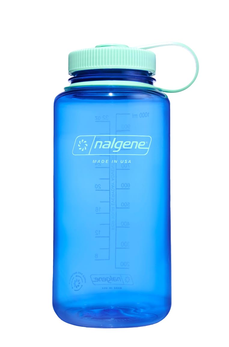 Nalgene Water Bottle - Lightweight Sustain Tritan Bpa-Free Shatterproof Bottle For Backpacking, Hiking, Gym, 32 Oz, Wide Mouth,