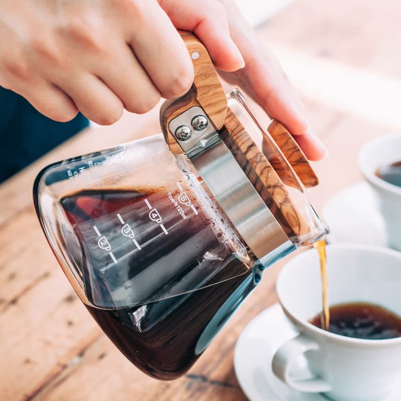 Hario Glass Coffee Server, 400Ml, Olive Wood