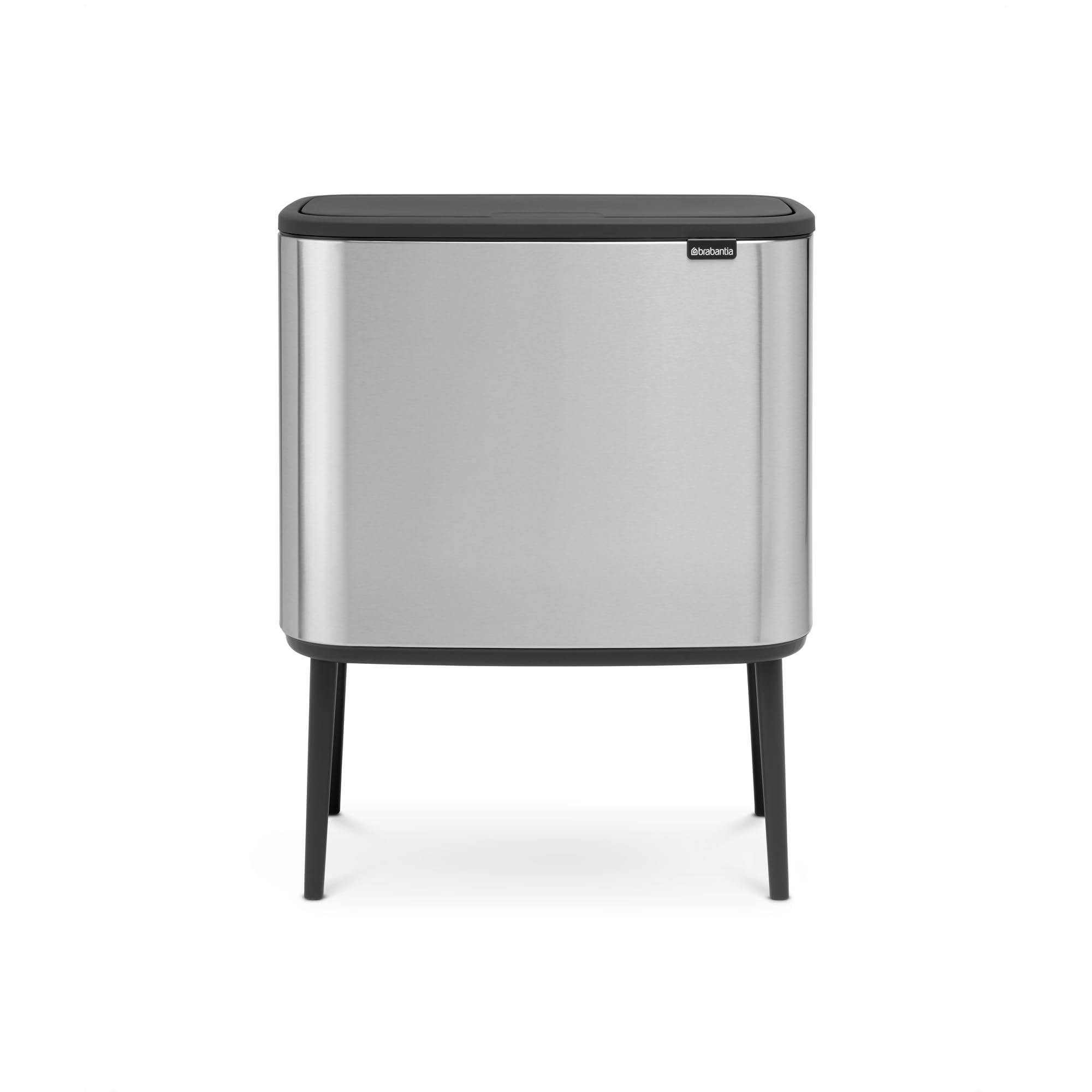 Brabantia Bo Trash Can - 1 x 9.5 Gal Inner Bucket (Matt Steel FPP) Waste/Recycling Garbage Can  Removable Compartment