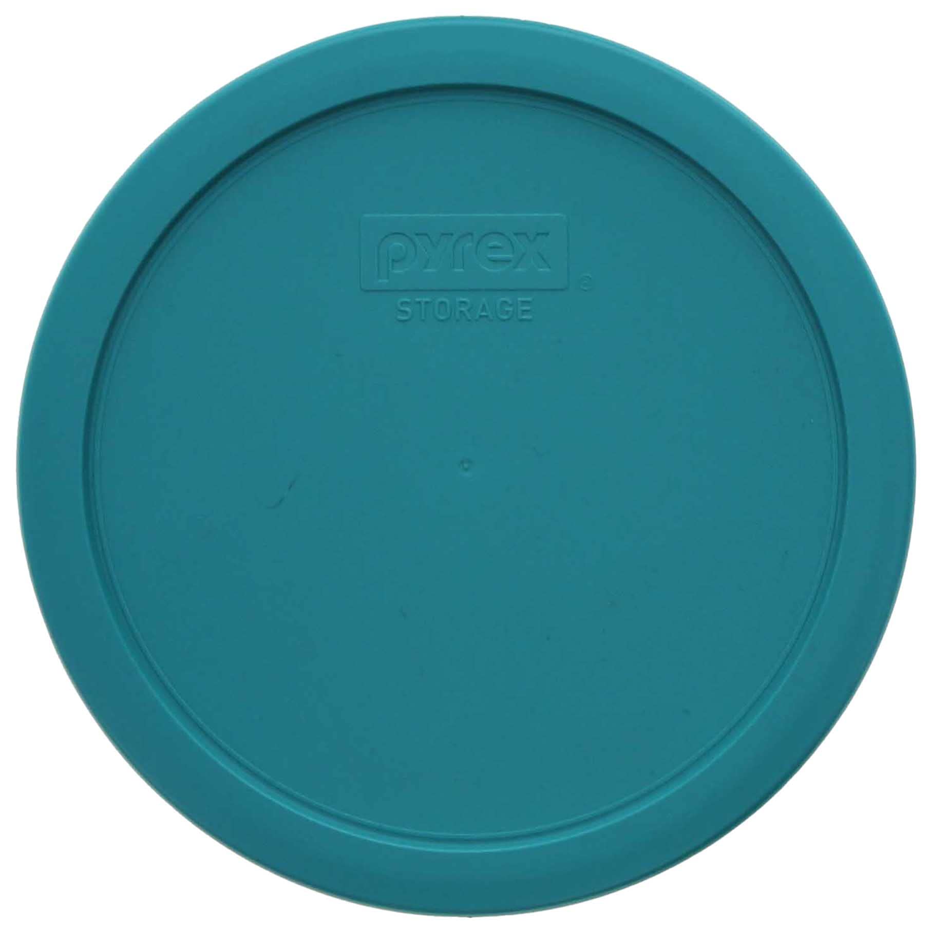Pyrex 7402-Pc Turquoise Round Plastic Food Storage Replacement Lid, Made In Usa - 2 Pack