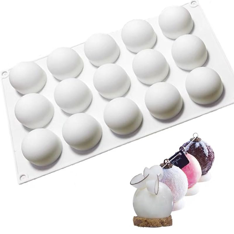 AFINSEA 3D Truffle Ball Shape Sphere Silicone Baking Mold for Mousse Cake French Dessert Mold for Pastry Chocolate Soap Ice Crea