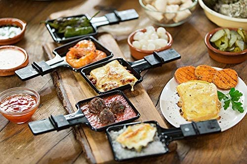 Honne 8Pcs/Set Triangle Shape Non-Stick Coating Mini Iron Raclette Grill Pan Cheese Pan Replacement/Additional Raclette Dishes M