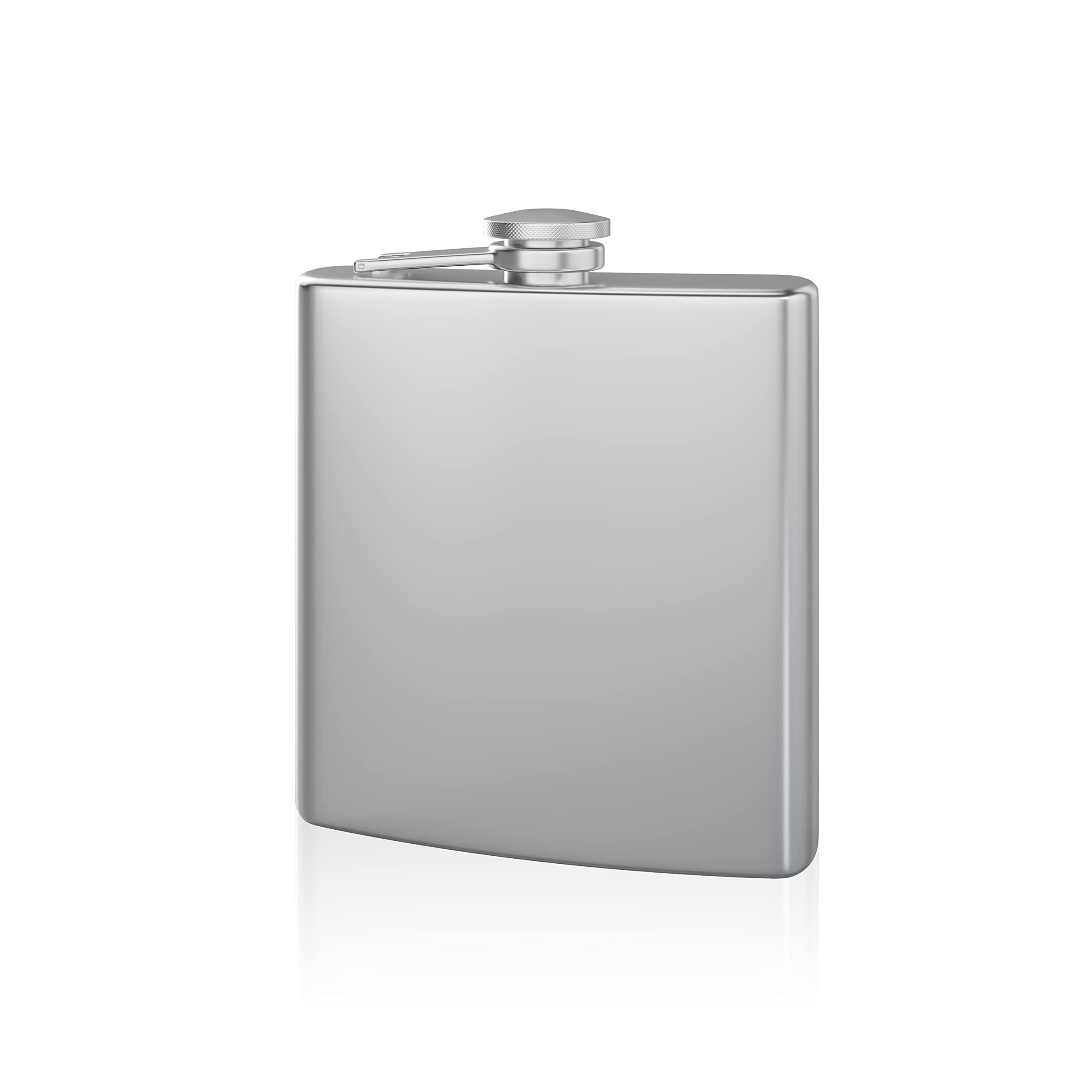 Hip Flask Holding 4 Oz Pocket Size, Stainless Steel, Rustproof, Screw-On Cap - Metallic Grey Finish
