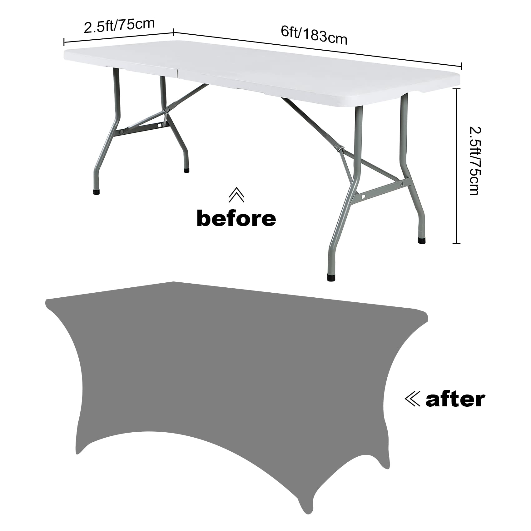 Supero Waterproof Spandex Table Cover For 6Ft Table Universal Fitted Stretch Tablecloth For Party, Banquet, Wedding And Events-B