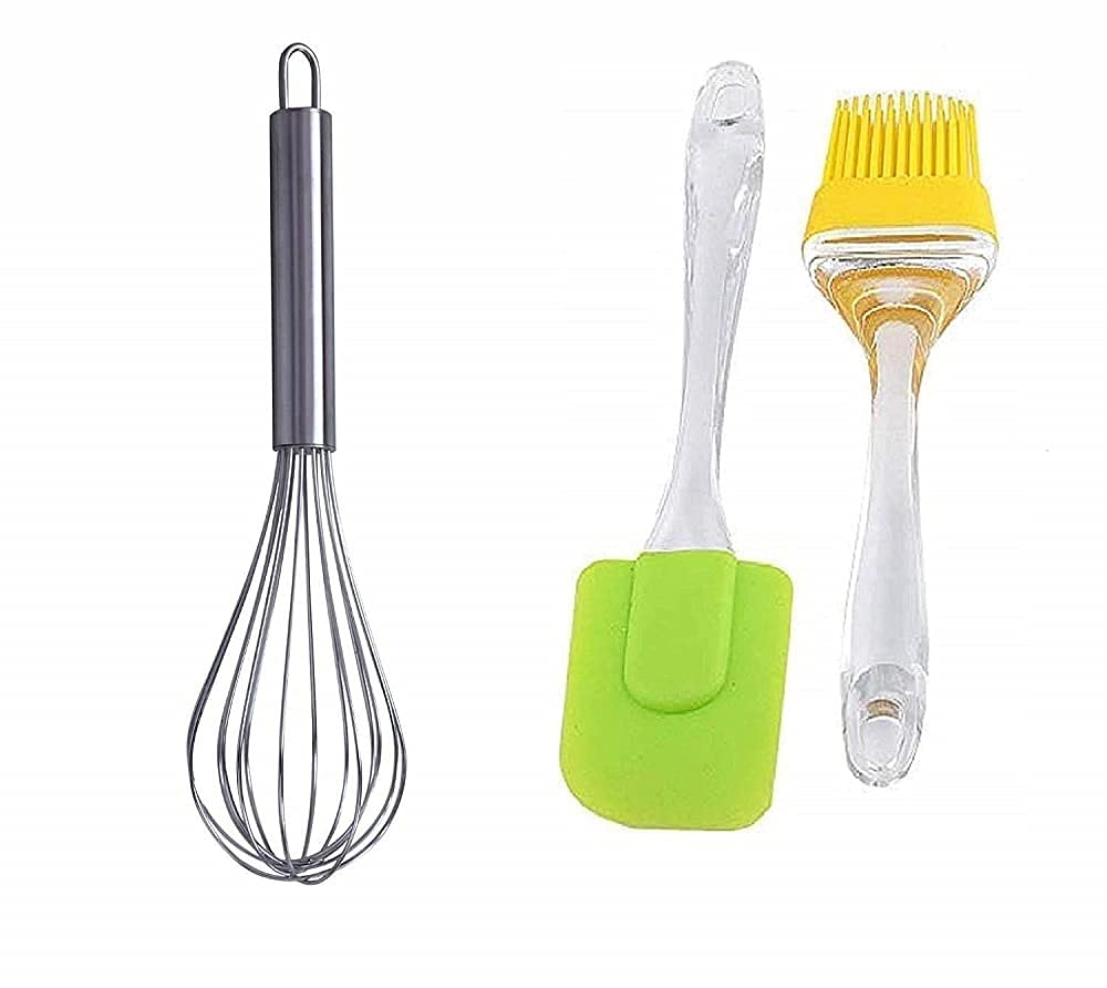 Regius Steel Hand Blender Whisker Latte Maker For Milk Coffee Egg Cake Beater Juice For Cup Bowl (8 Inch) Combo Pack With Silico