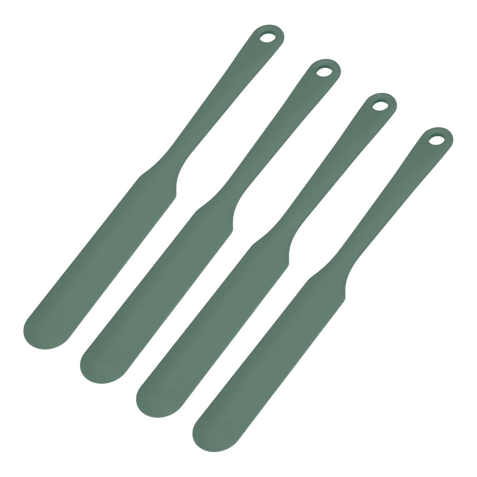 uxcell 4Pcs Silicone Jar Spatulas 8 Long Handle Dark Green