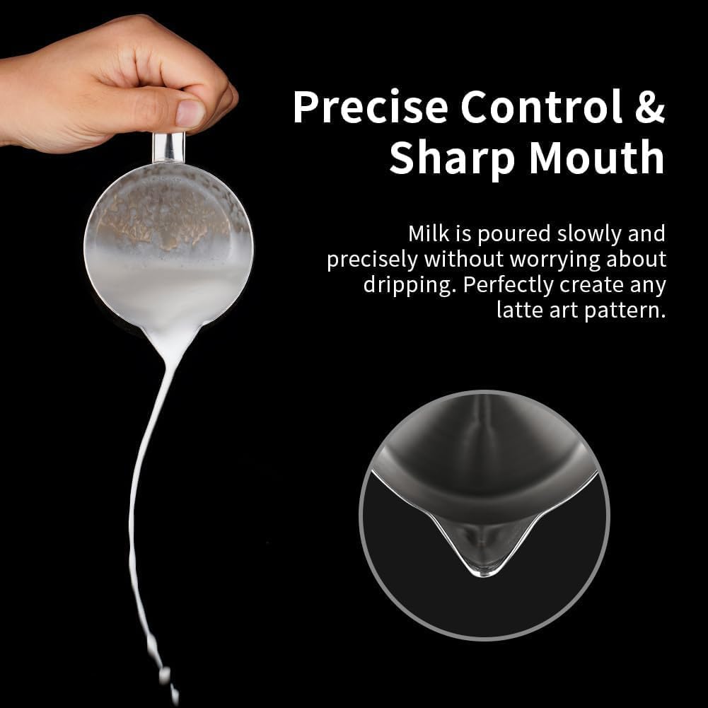 Watchget Milk Frothing Pitcher 250Ml/8Oz Stainless Steel Espresso Steaming Pitcher Milk Coffee Cappuccino Latte Art Barista Stea