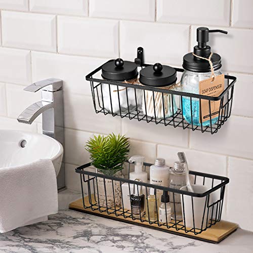 Sheechung Farmhouse Decor Metal Wire Bathroom Storage Organizer Basket Bins - For Cabinets, Shelves, Closets, Vanity Countertops