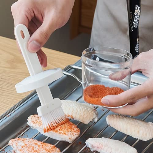 Kddom 1 Piece Oil Bottles With Brush Kitchen Oil Bottle Brush Sauce Bottle Brush Barbecue Brush(White)