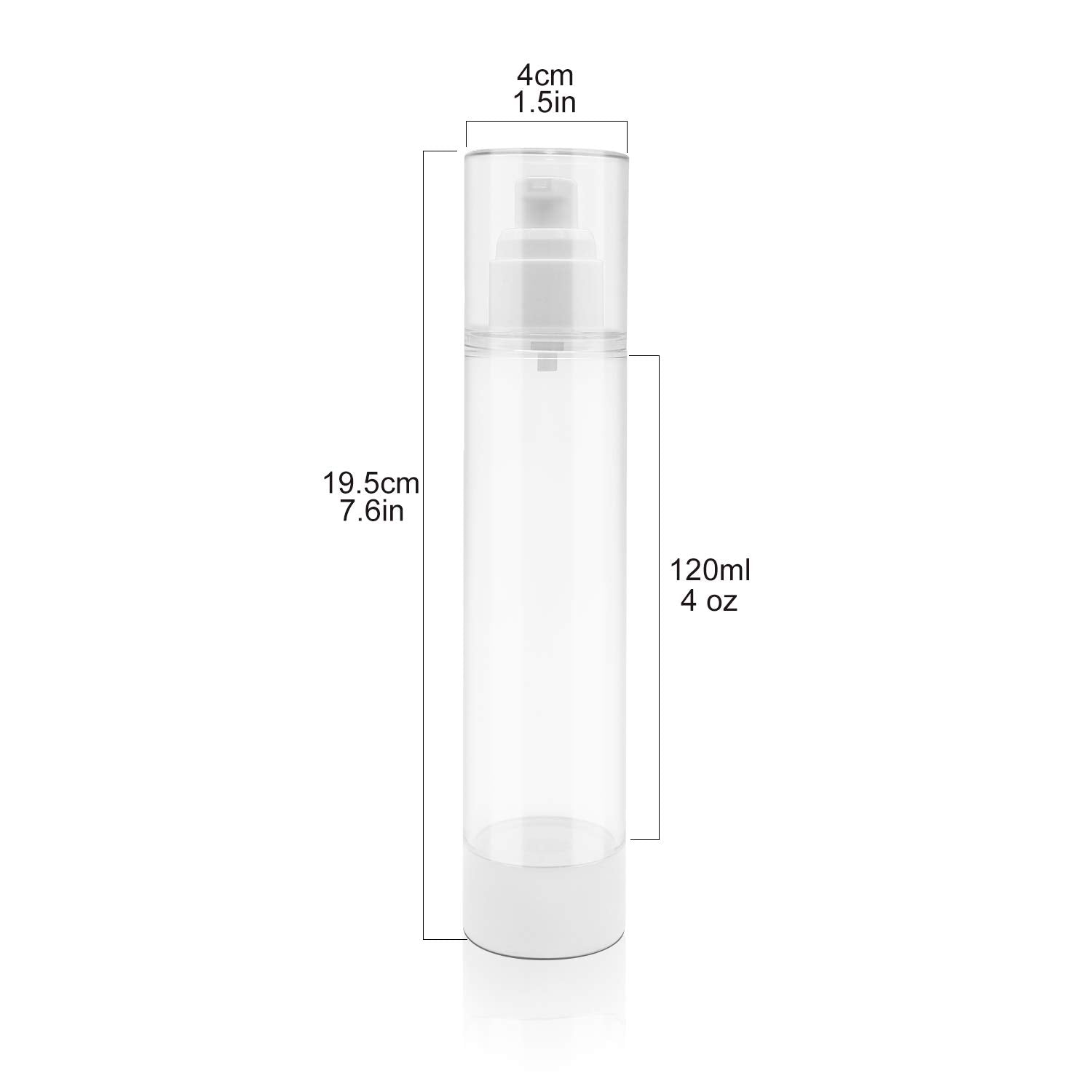 Trendbox 120Ml / 4Oz Airless Vaccum Pump Travel Bottles For Lotions, Cream - 4 Pack