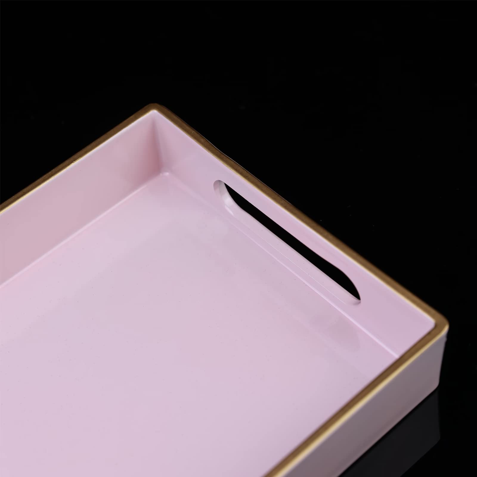 Leemxiiny Pink Vanity Tray With Handles, Decorative Tray Desktop Storage Organizer For Bathroom, Living Room, 5.9''*13.7''