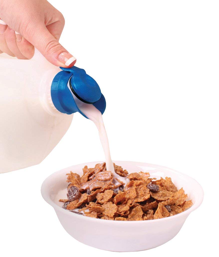 Milk Spout 1 Of A Kind Kitchen Gadget - Easy Open Spout, Fast Seal, Amazing Tool For Arthritic Hands, Provides Smooth Clean Pour