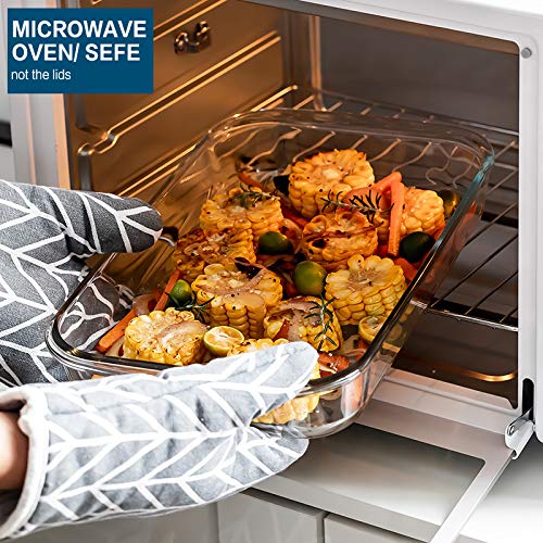 8-Piece Deep Glass Baking Dish Set with Plastic lids Rectangular Glass Bakeware Set with Lids  Baking Pans for Lasagna  Leftovers  Cooking  Kitchen  Freezer-to-Oven and Dishwasher  Gray