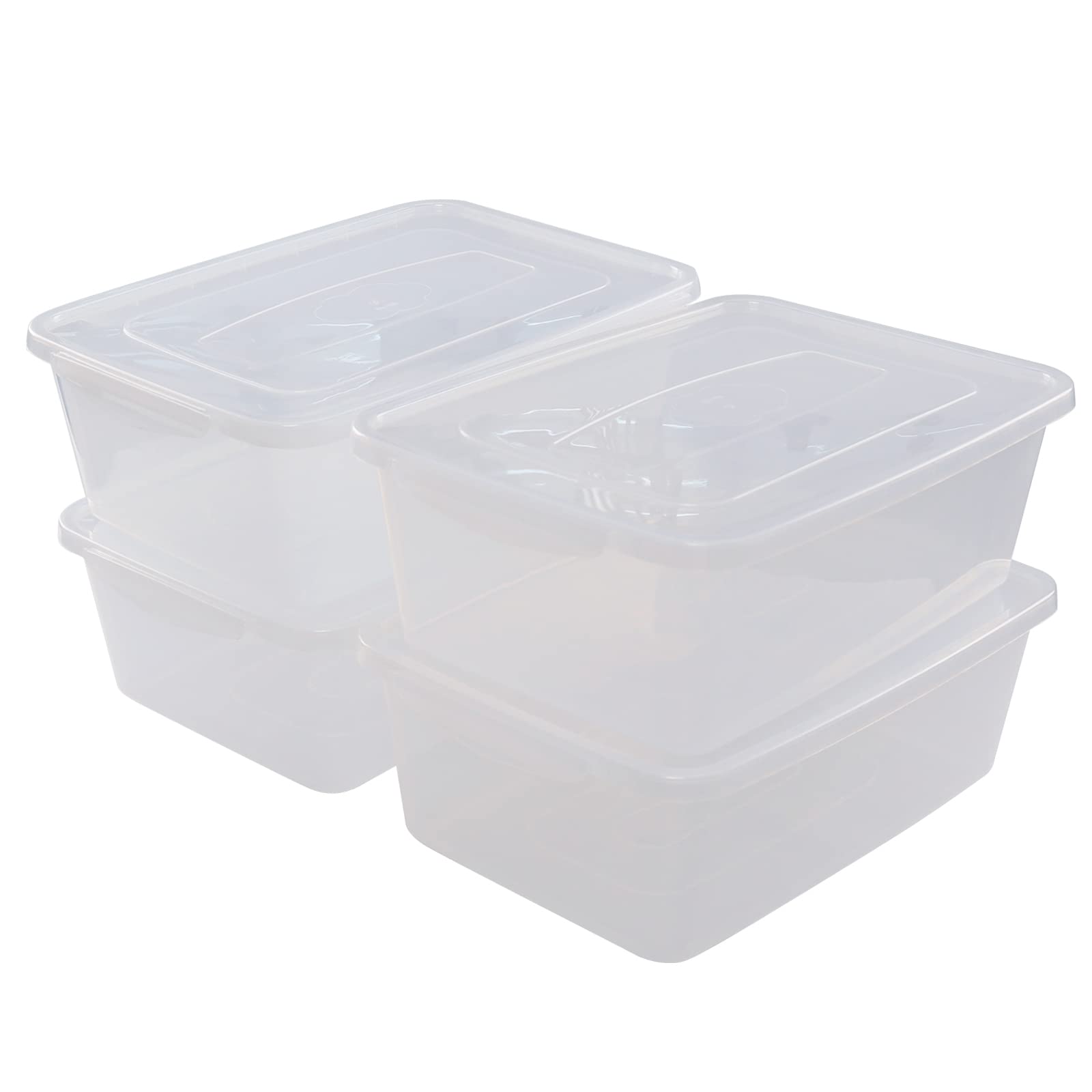Hespama 4 Pack 14 Quart Plastic Storage Bins, Clear Latching Storage Box