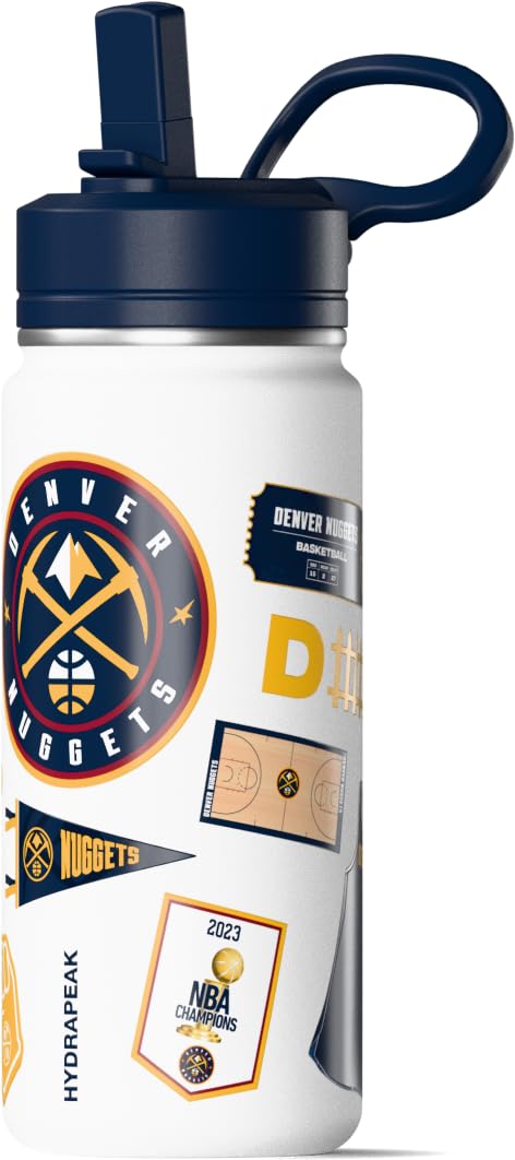 Hydrapeak x NBA Officially Licensed Denver Nuggets 20 oz Active Water Bottle with Chug Lid and Handle Reusable Stainless Steel D