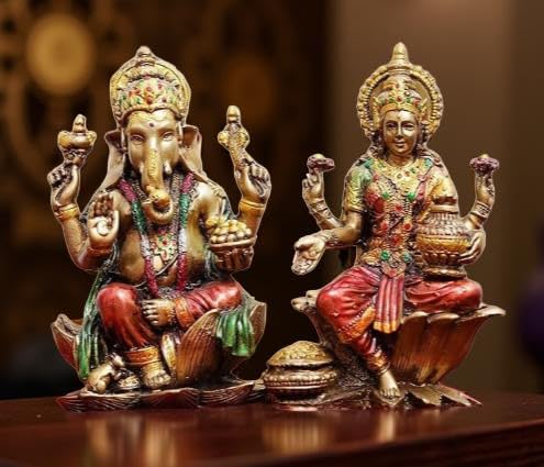 A&S Ventures Idol Laxmi Ganesh Statue,Polyresin Murti Laxmi Ganesh Ji For Diwali Gift, Home Decor Temple Mandir Pooja Room Beaut