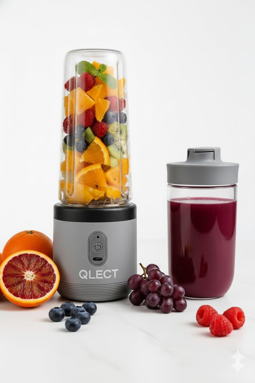 Qlect Portable Blender Electric Juicers Fruit Mixers Usb Rechargeable Smoothie Mini Personal Juicer 6 Blades With 1500 Mah Recha