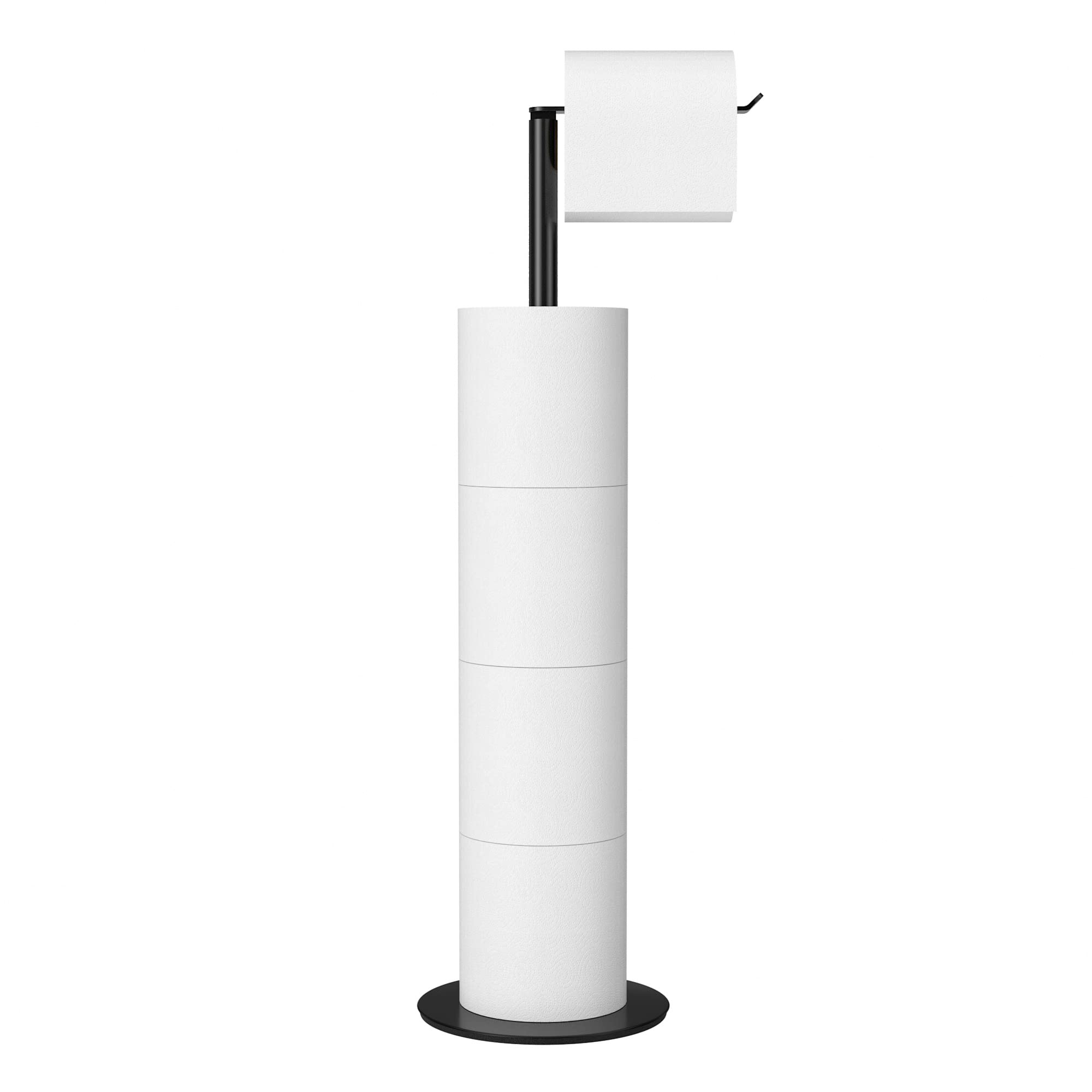 Black Toilet Paper Holder Stand And Dispenser For 4 Spare Rolls,Toilet Paper Storage,Stainless Steel Free-Standing Toilet Tissue