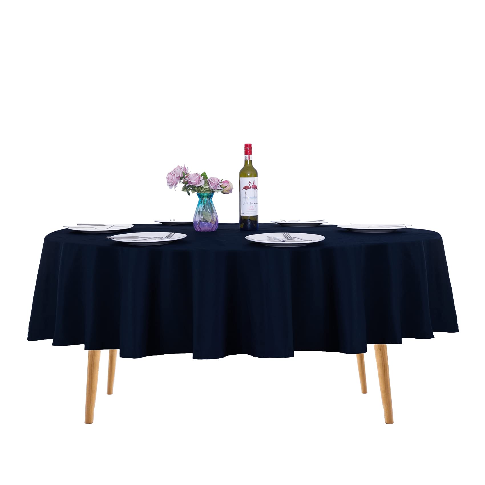 Ascoza 2Pack 70 Inch Navy Round Tablecloth In Washable Polyester Fabric For Wedding/Banquet/Restaurant/Parties