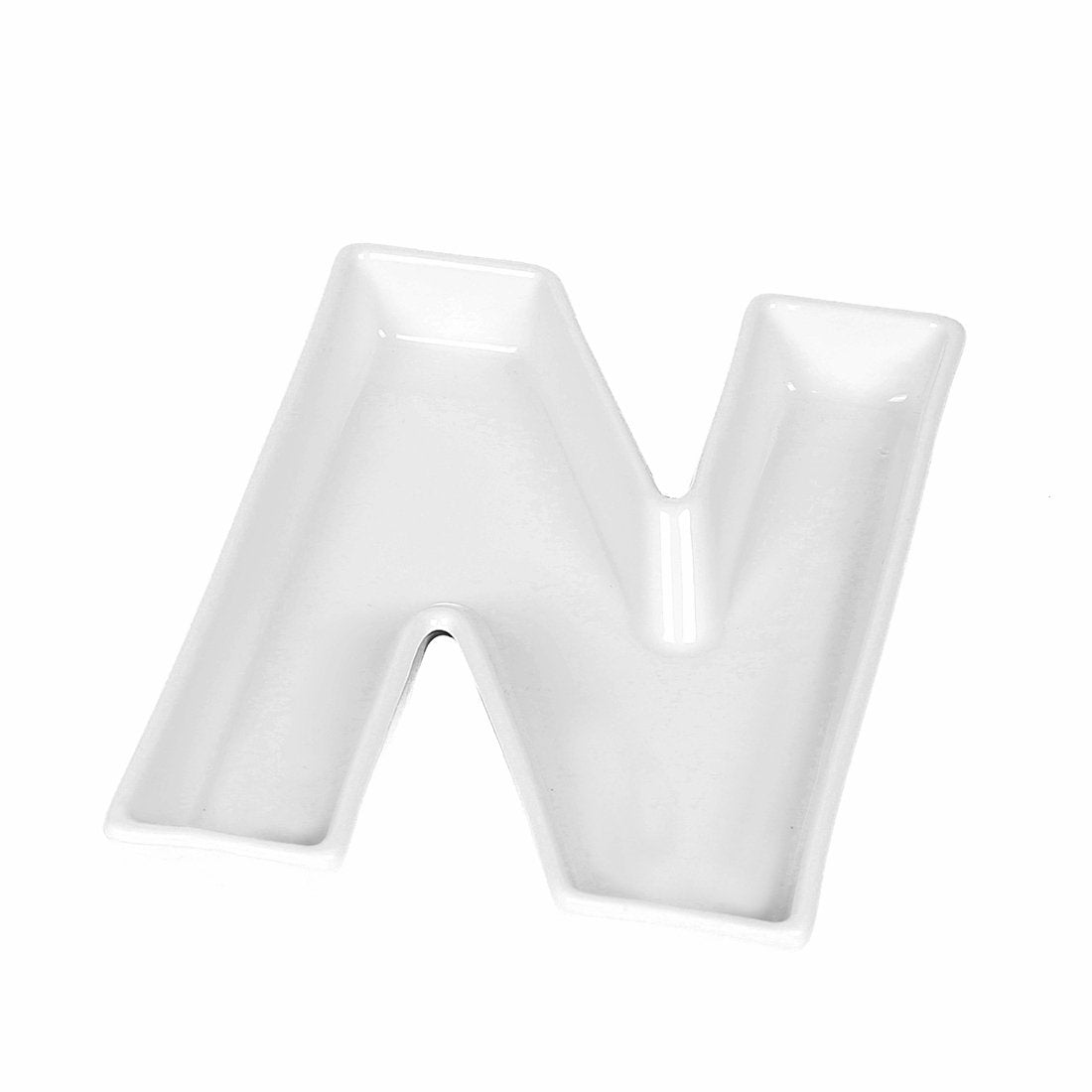 Coffeezone Small Ceramic Name Letter Dish & Mini Plates for Candy/Nuts Ideas, Wedding Party Decor (Letter N)